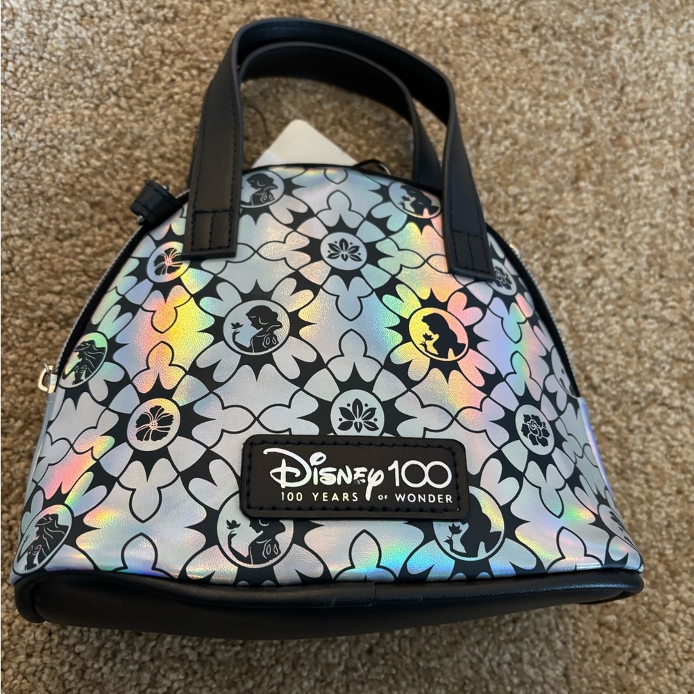Disney 100 Iridescent Black Pattern Mini Tote